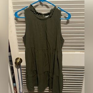 True craft medium green tank dress, bottom flowy, worn once, great condition